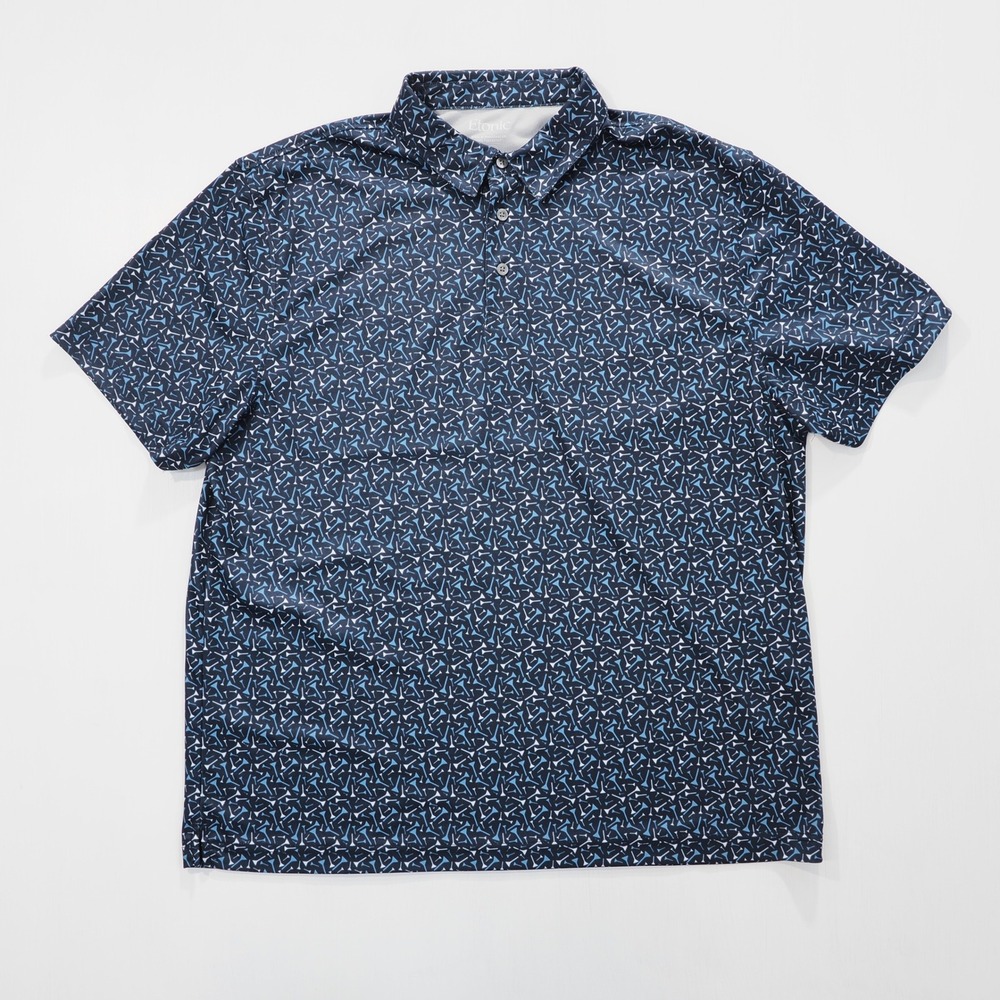 Etonic Golf Polo Mens Extra Large Blue All Over Tee Print Short Sleeve Novelty